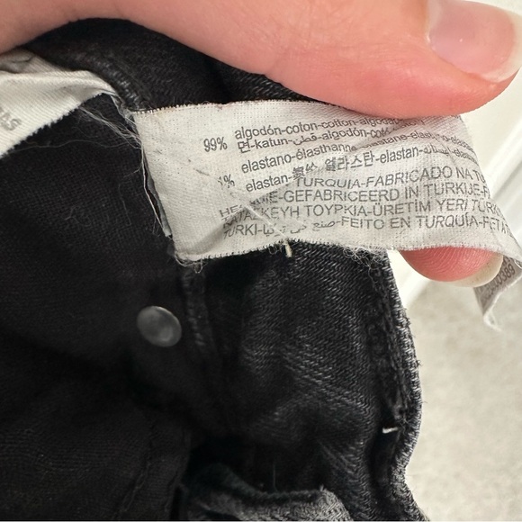 Zara black wash button fly straight leg ankle fray jeans - Picture 3 of 9